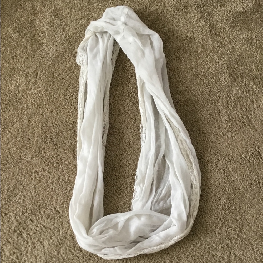 Cream and lace infinity scarf